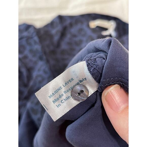 NWT Marine Layer Size Small Rory Long Sleeve Ruffle Blouse Cheetah Blue Purple - Picture 10 of 11